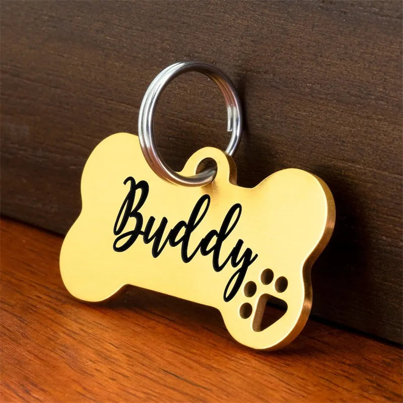 Custom Engraved Bone-Shaped Pet Collar Tag