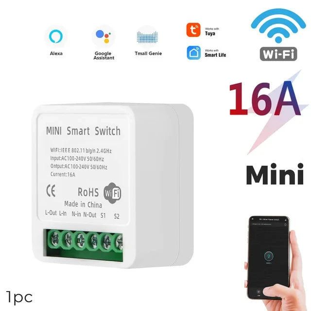 16A WiFi Smart Switch – 2-Way Voice Control
