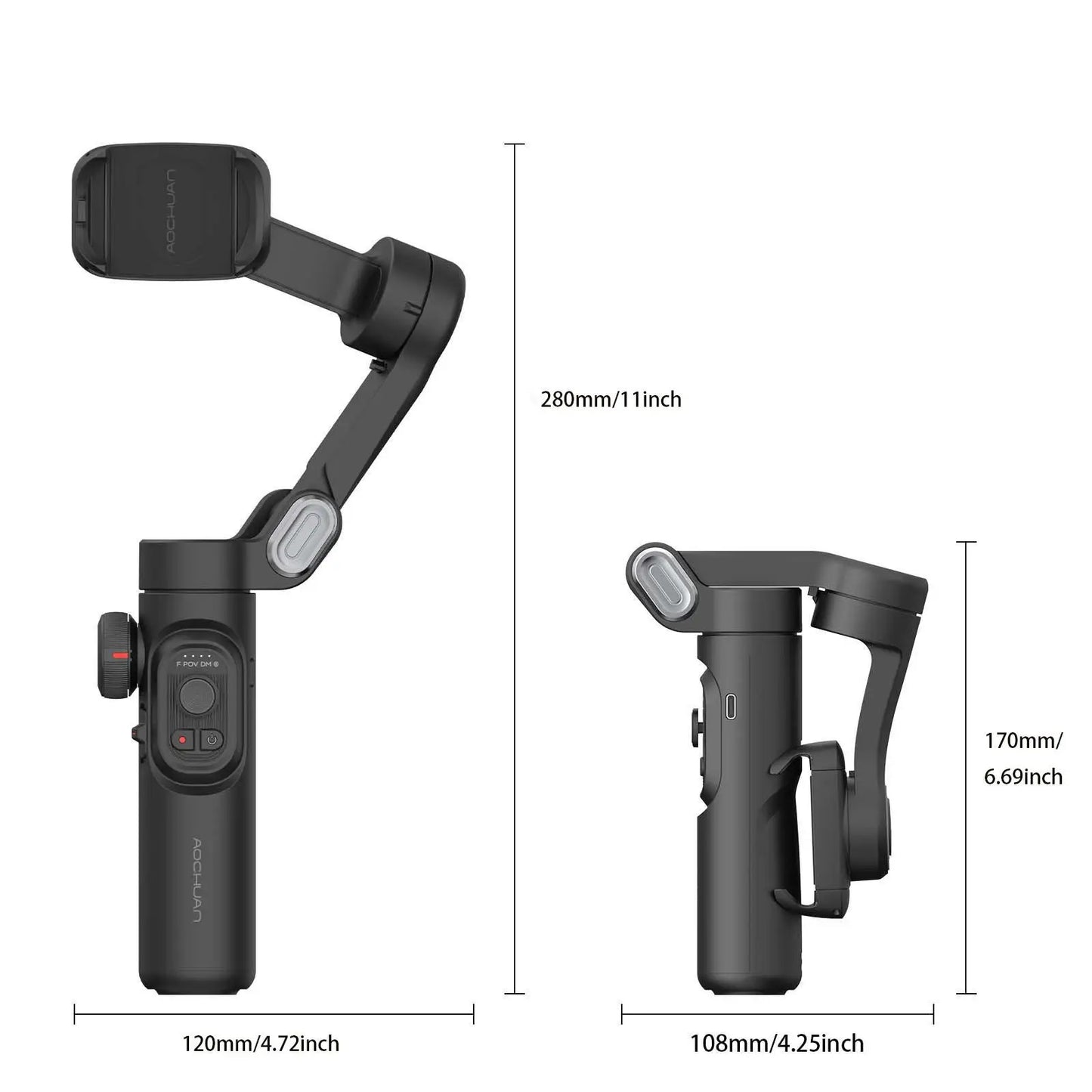 AOCHUAN 3-Axis Handheld Smartphone Gimbal with Fill Light