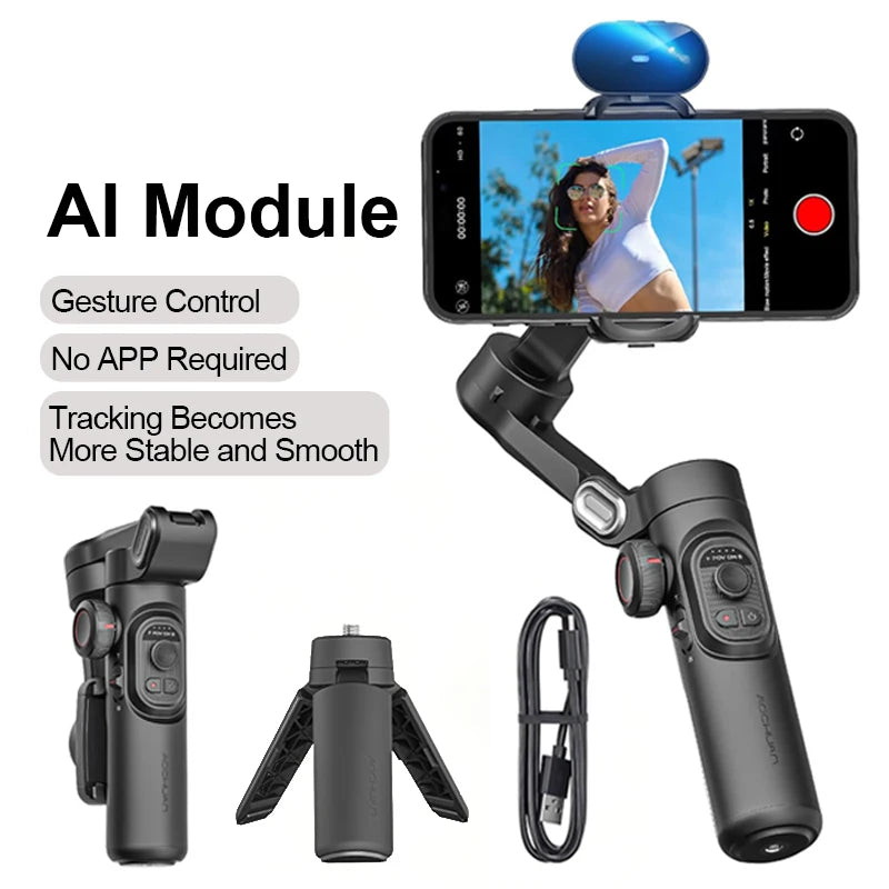 AOCHUAN 3-Axis Handheld Smartphone Gimbal with Fill Light