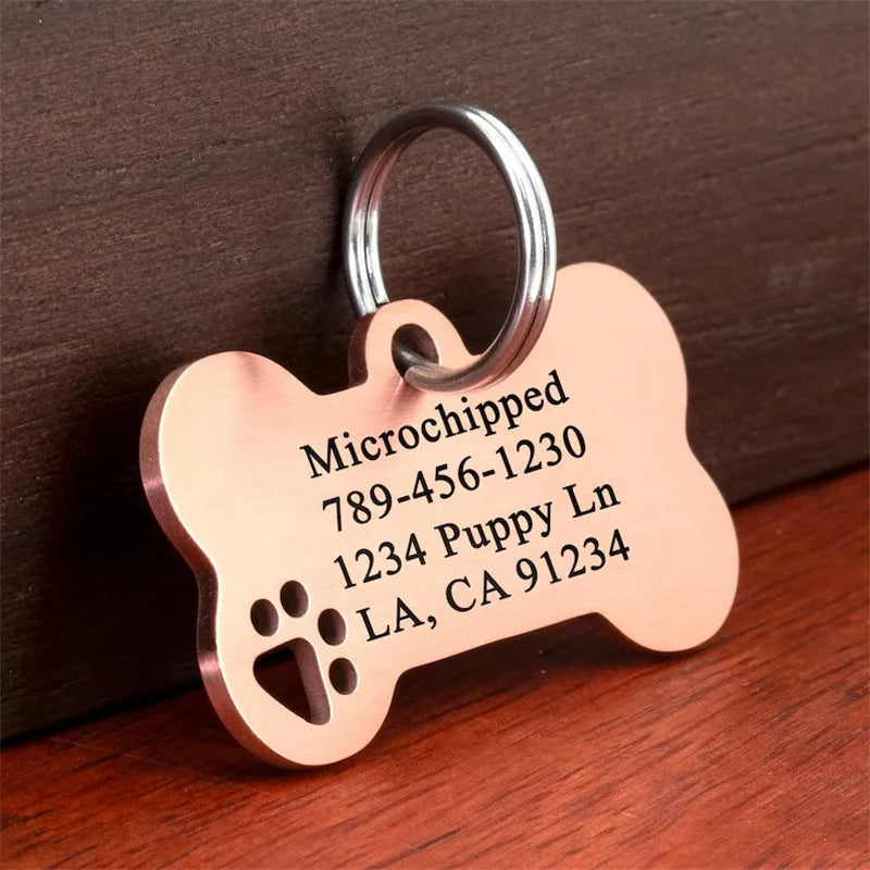 Custom Engraved Bone-Shaped Pet Collar Tag