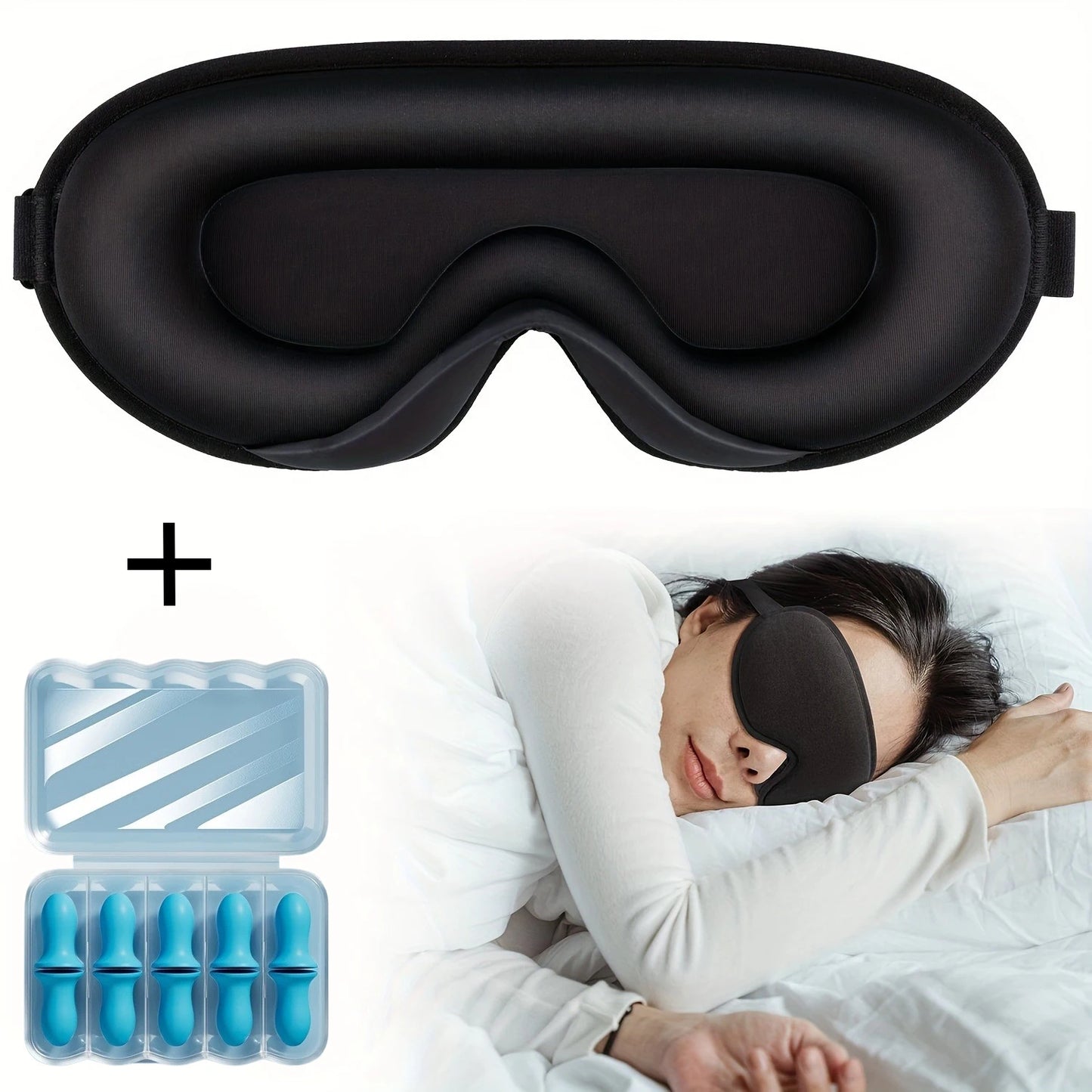 3D Contoured Sleep Mask with Earplugs