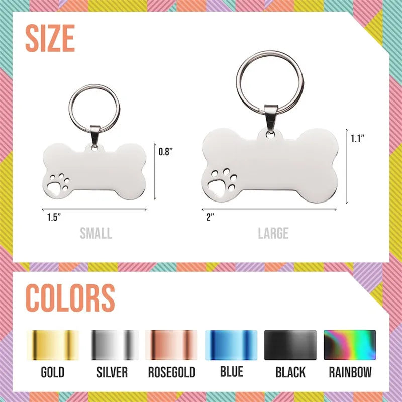 Custom Engraved Bone-Shaped Pet Collar Tag