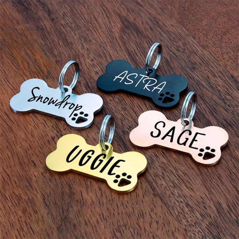 Custom Engraved Bone-Shaped Pet Collar Tag