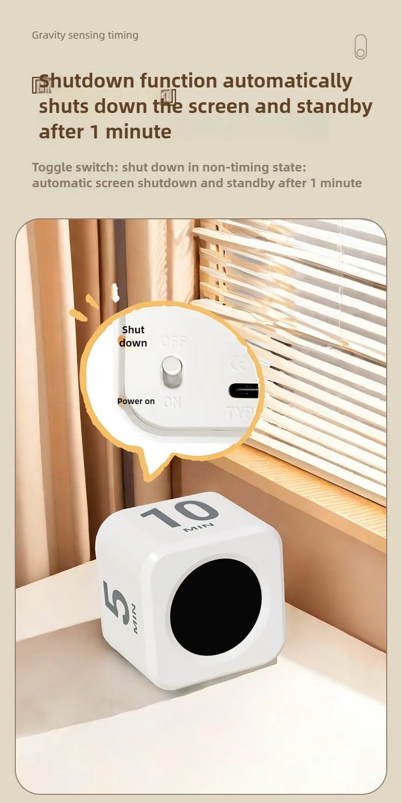 Gravity Sensor Productivity Timer Cube