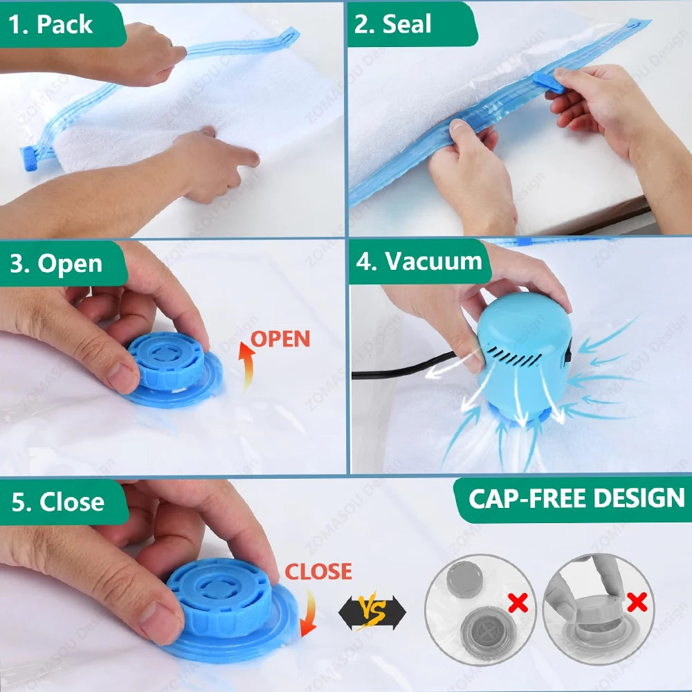 Reusable Vacuum Storage Bags with Hand Pump