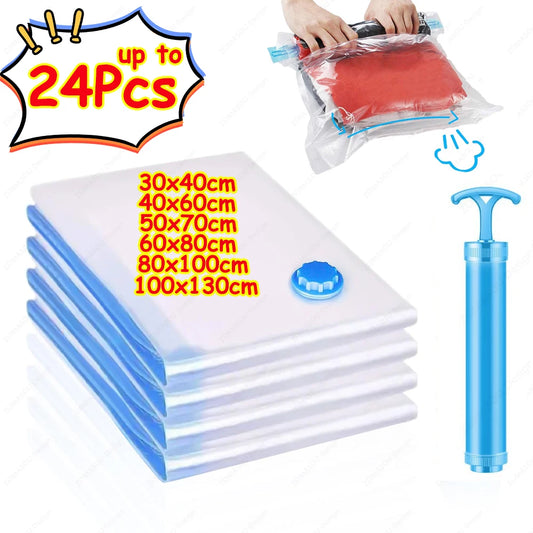 Reusable Vacuum Storage Bags with Hand Pump